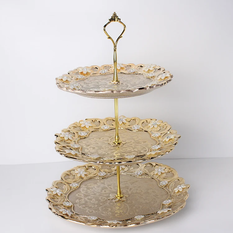 3 Tier Plate Gold Dish Ceramic 3 Tier Dish Decoration Plate - Buy 3 ...