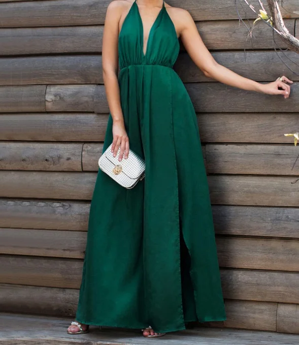 2022 Women Long One Piece Wedding Dress Images Sexy Backless Strap Wrap  Green Party Evening Club Maxi Dresses - Buy Long One Piece Dress  Images,Women Long Dress,Women Long Dress Party Product on