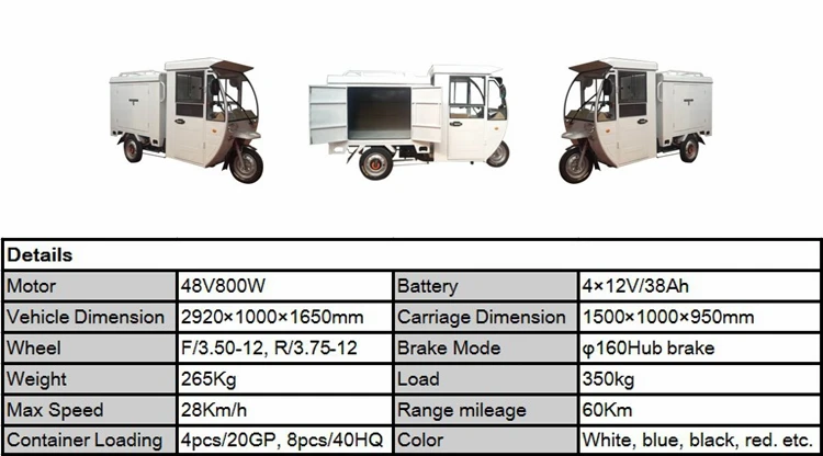 Hot sale electric enclosed triycle for delivery