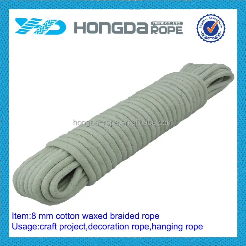 Natural Material Hank Packing 16 Strand Braided Waxed Cotton Rope 7mm