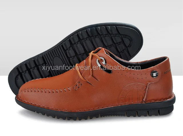 Factory Small MOQ Men Flat Leather Dress Shoes With Rubber Sole