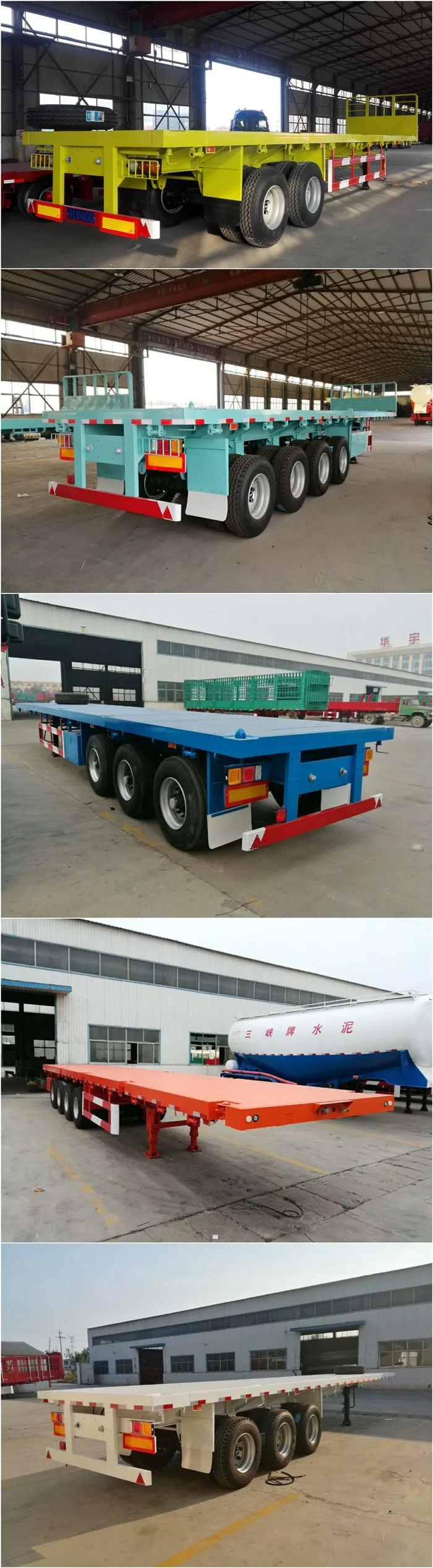 2/3/4 Axle 40FT Container Flatbed Semi Trailer Chassis Flatbed Trailer For Sale