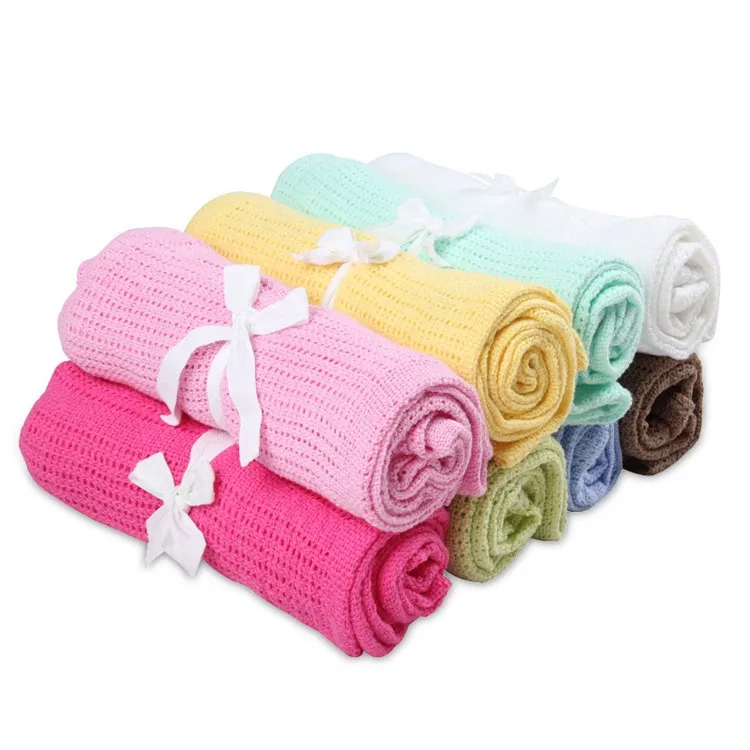Haowei Antipilling Baby Blanket Soft Solid Color Swaddle Blanket