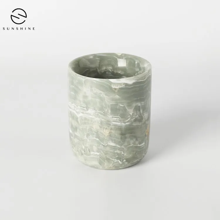 Custom Marble Stone Candle Jar With Rose Gold Metal Lid Wedding Marble