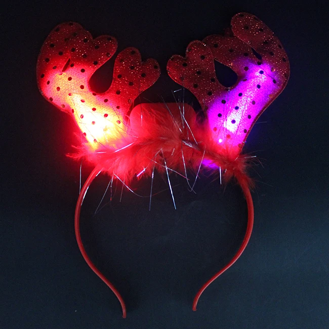 Christmas Gift Plastic Light Up Reindeer Antler Headband - Buy Light Up ...