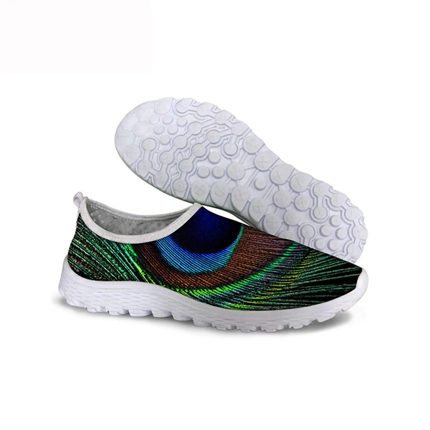 INTERESTPRINT Colorful Peacocks and Flowers Print on Womens Running Shoes Casual Lightweight Athletic Sneakers US Size 6-15