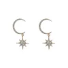 Shining 3 Colors 925 Sterling Silver Stick Full Rhinestone Moon Star Drop Earrings Twilight Rhinestone Moon Earrings