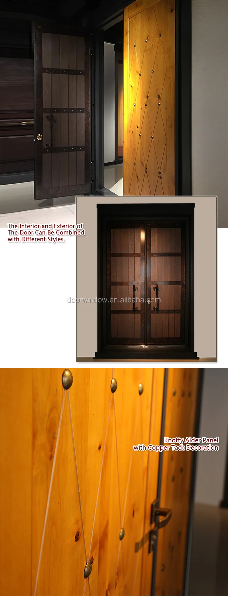 security doors homes exterior panel door design knotty alder wood door with copper tack decoration steel framed
