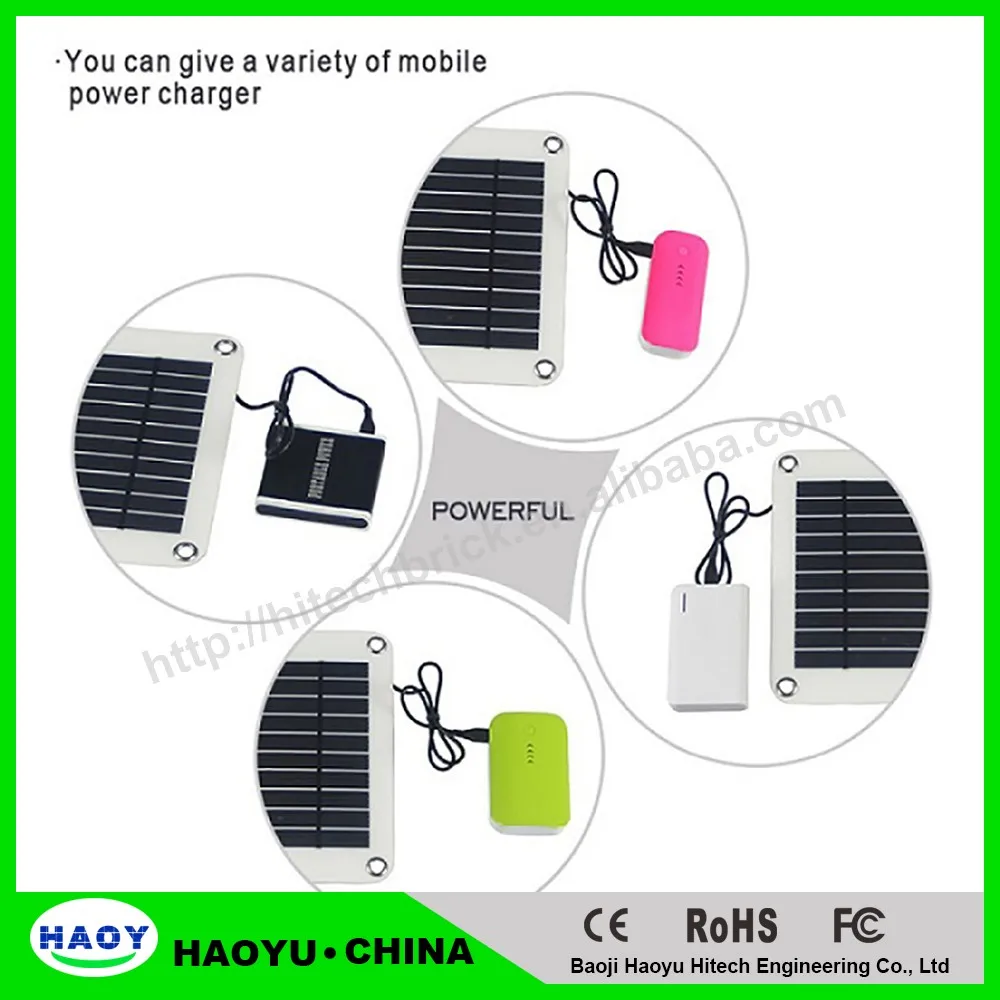 Wholesale Portable Solar Charger 5W Solar Panel Chager USB Output 5V 