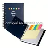 hard paper cover notebook and sticky notes with index tabs