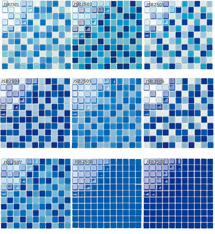 Blue swimming pool tile glass mosaics bathroom mosaic tile