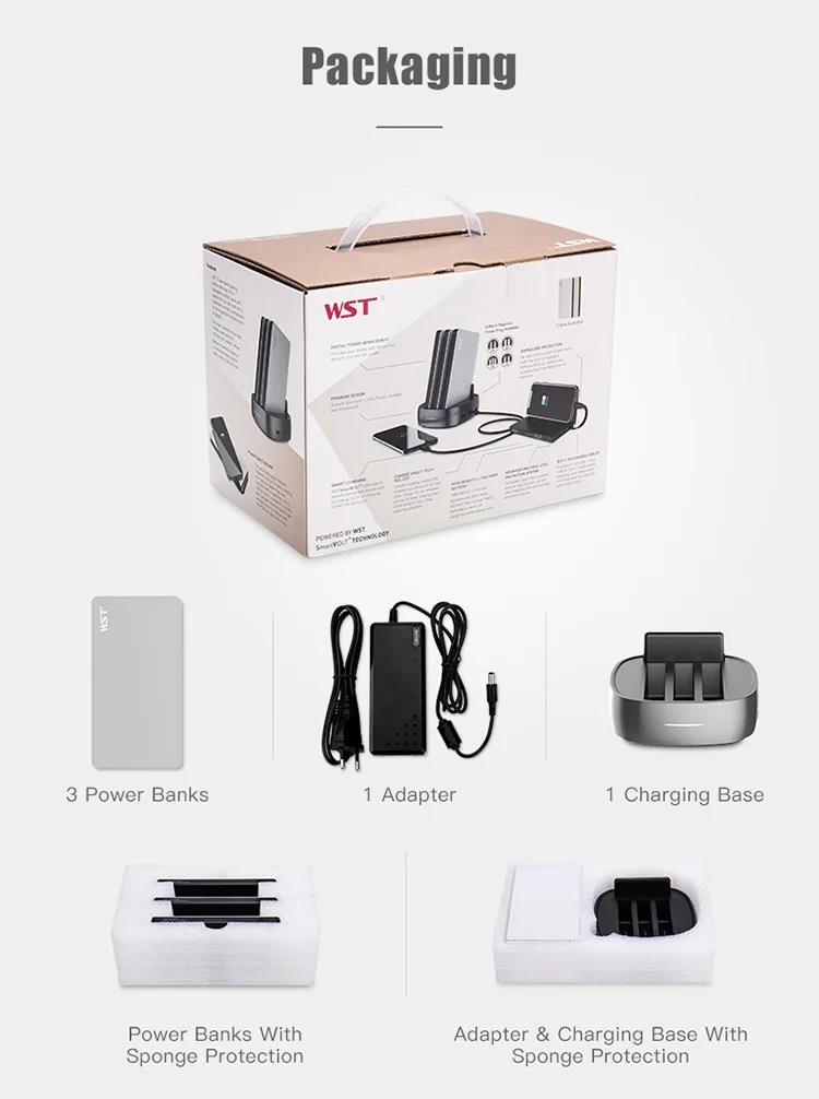 WST WP931B3 built in cable restaurant cafe powerbank charging station for mobilephone