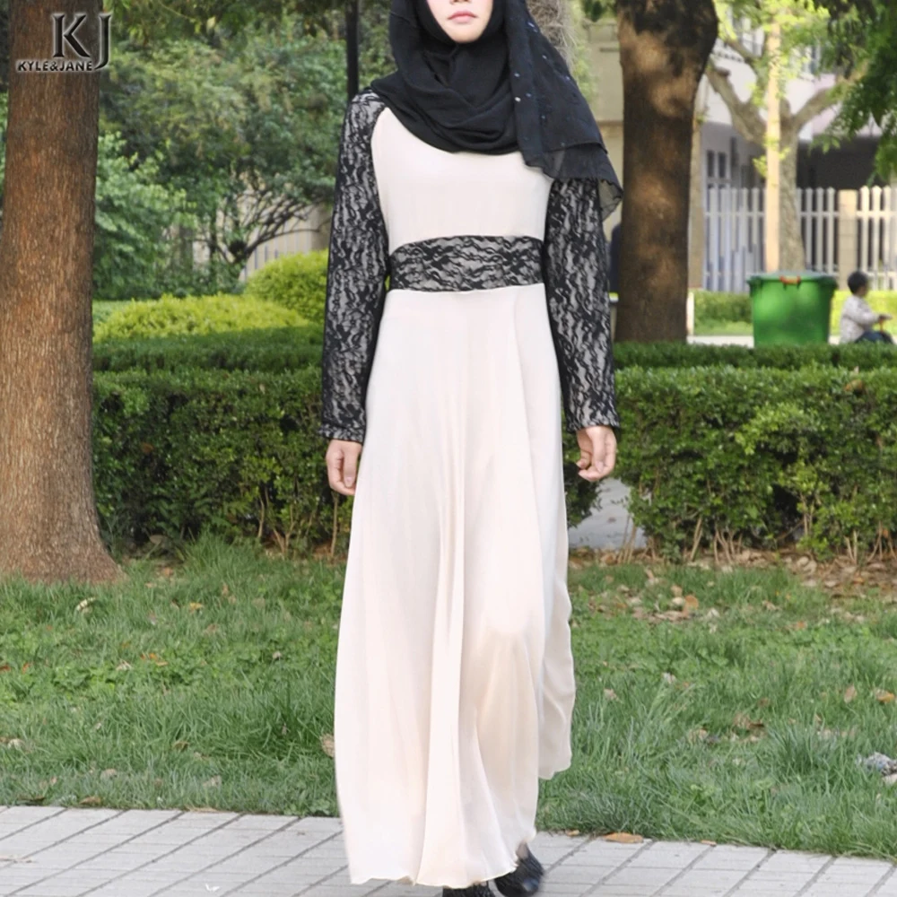 Turkey Women Clothes Slim Sequins Chiffon Abaya Muslim Long Sleeve