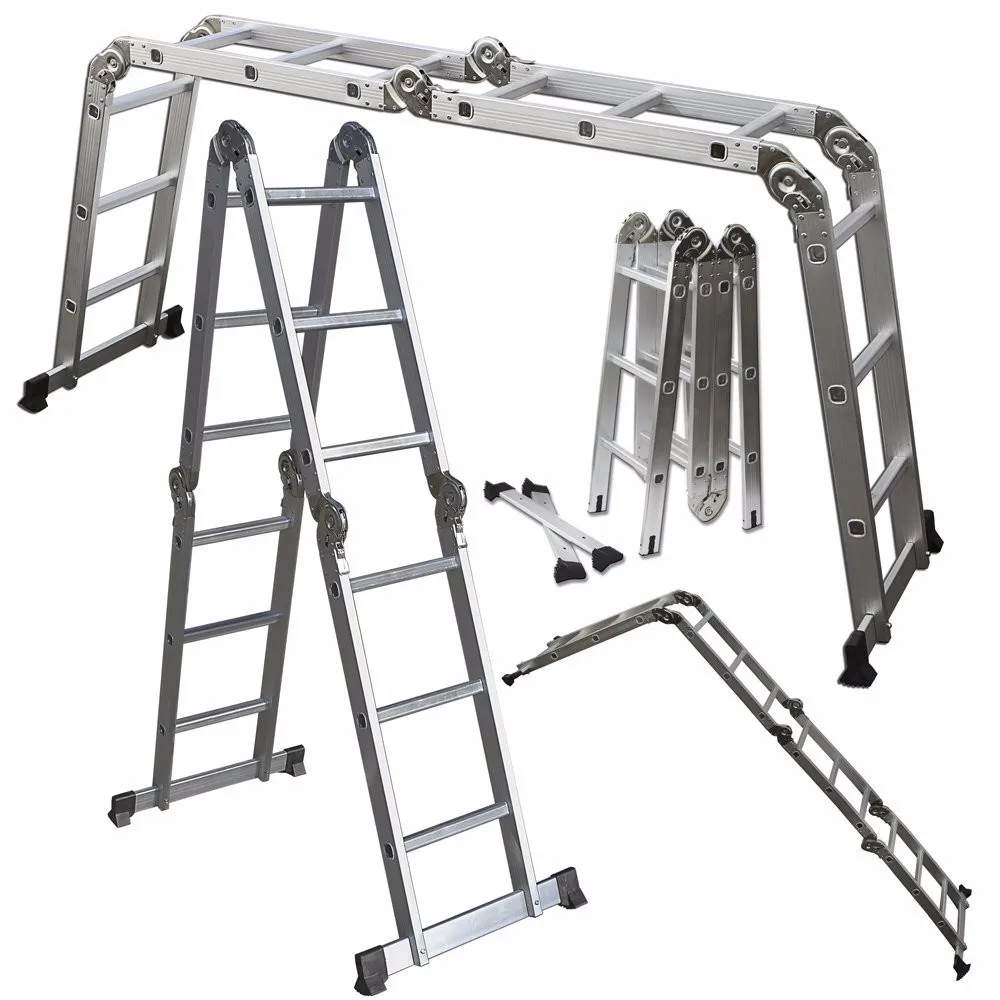 12.5FT/3.8M Multi-Purpose Aluminium Folding Scaffold Ladder Extension 4x3 Step