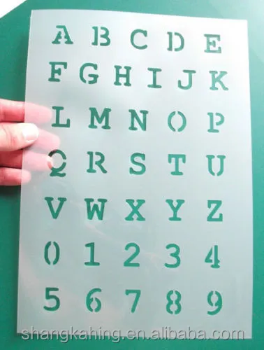 laser-cutting PP/PET mylar alphabet painting stencil/template