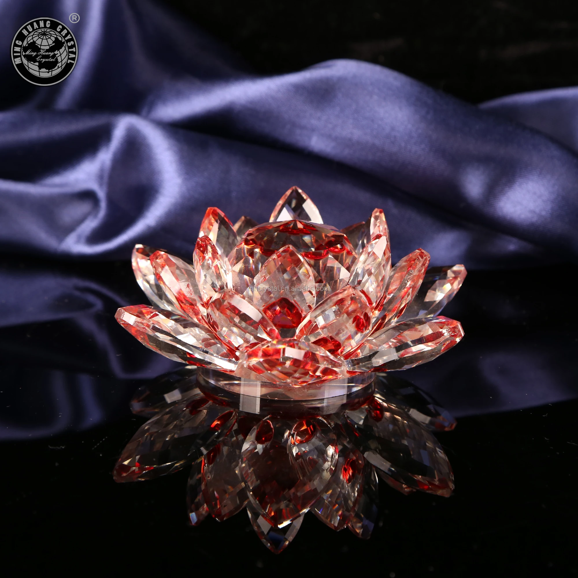 红色玻璃水晶莲花 mh-h0127 - buy 莲花水晶,人造水晶花,小水晶花