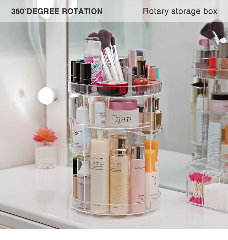 Factory 360 Rotating Highquality Round 3 Tier Clear Transparent