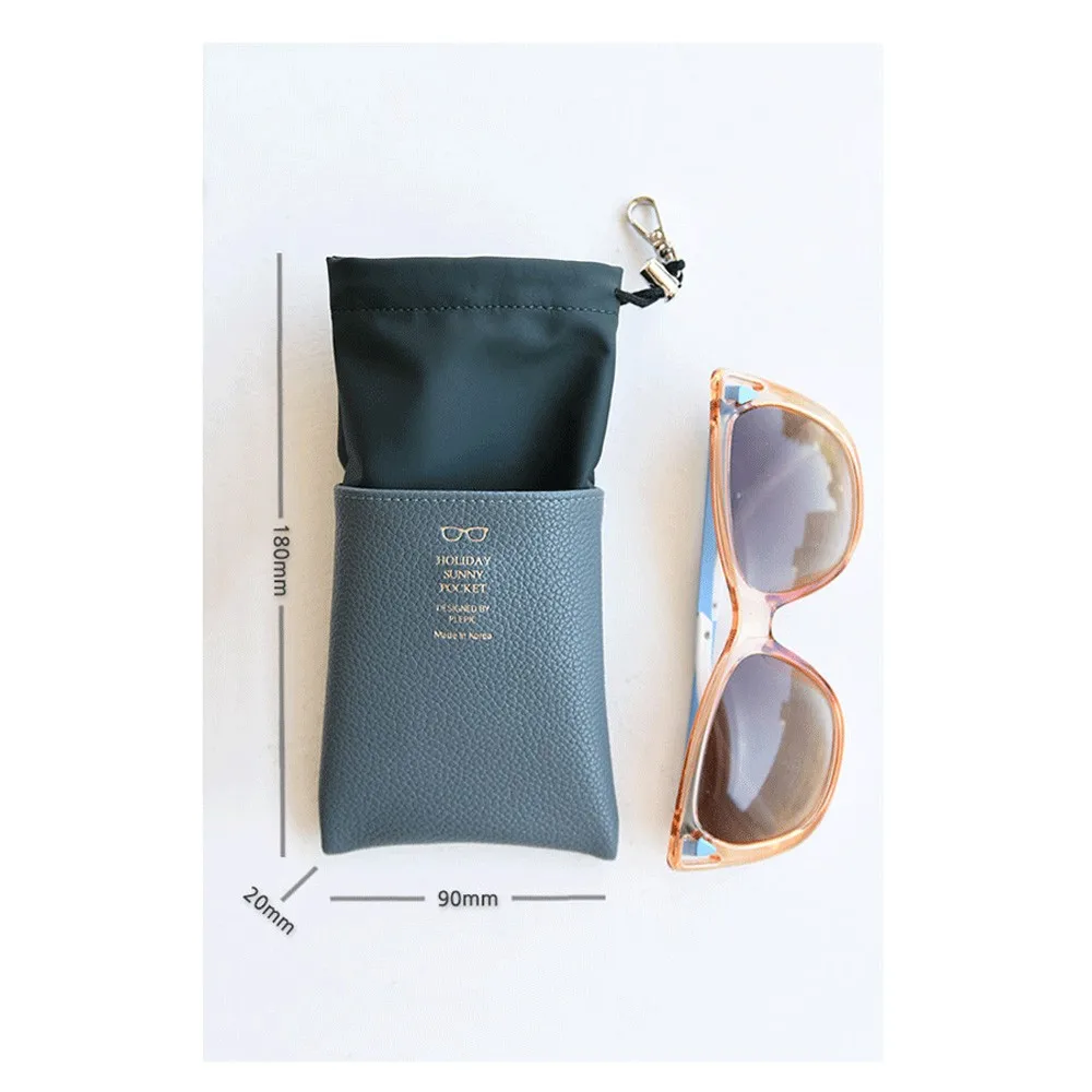 Customized Fashionable Drawstring Eyeglass Pouch Leather Bag Small