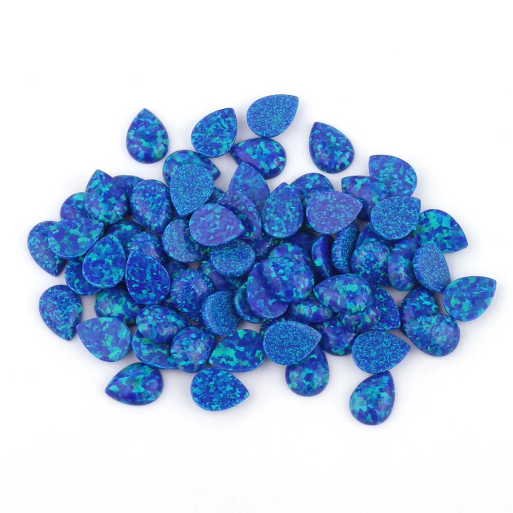 实验室创建 op27 深蓝色泪滴凸圆蛋白石石