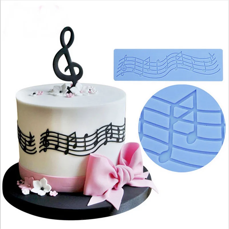 Hotsale Music Notes Silicone Lace Mat For Cake Decoration Music