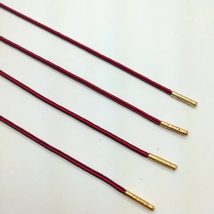 Wholesale Round Gold Aglet Shoelaces With Custom Printed Shoelace Buy