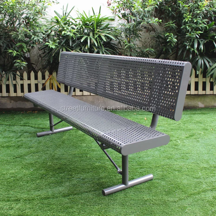 Outdoor Perforating Metal Steel Garden Bench Seat With Backrest - Buy