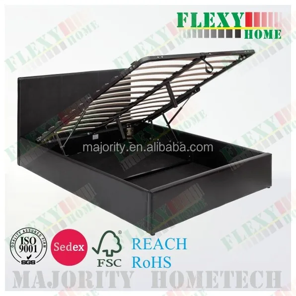 
2017 Latest furniture bedroom design faux leather storage ottoman bed 