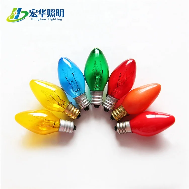 C7 colored Candle E12 5W 7W 10W 15W Incandescent Bulb for holiday decoration