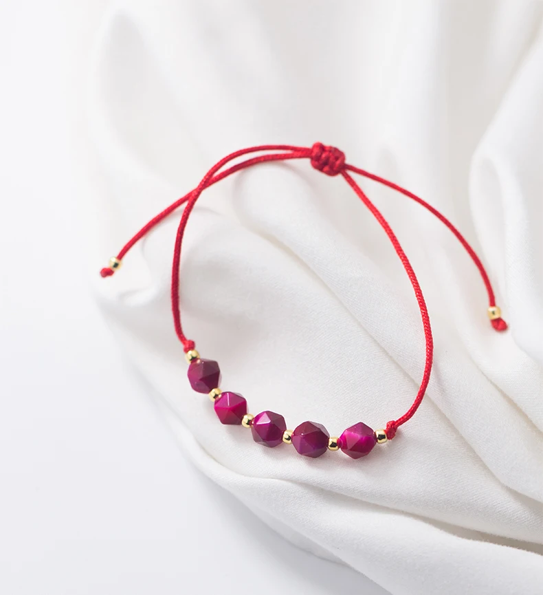 100% 正宗 925 纯银手镯红绳编织女性女性珠宝