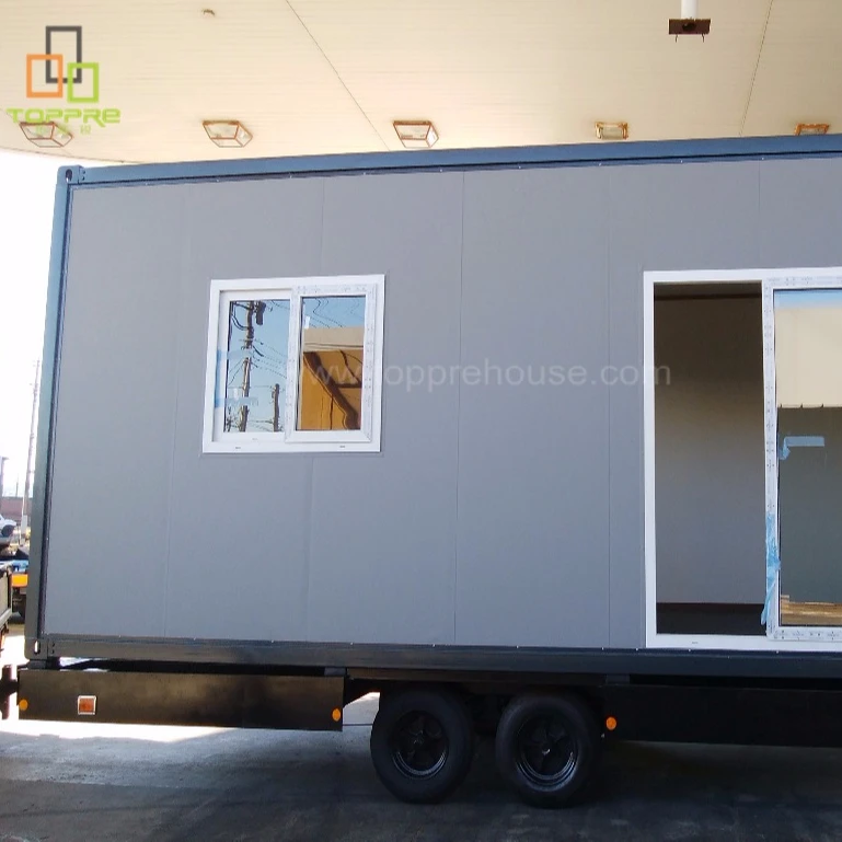 Prefabricadas 20 ft móvil remolque casa prefabricada caravana casa Oficina móvil casas