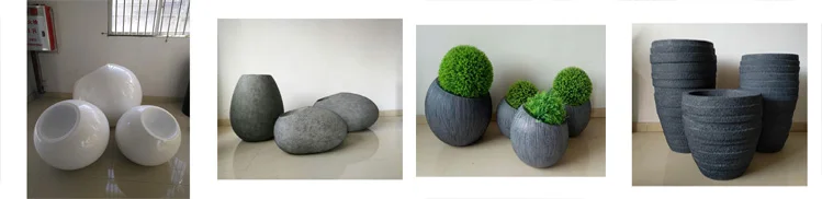 High quality fiberglass flower planter pot mold, decorative large dark grey color stone flower vase