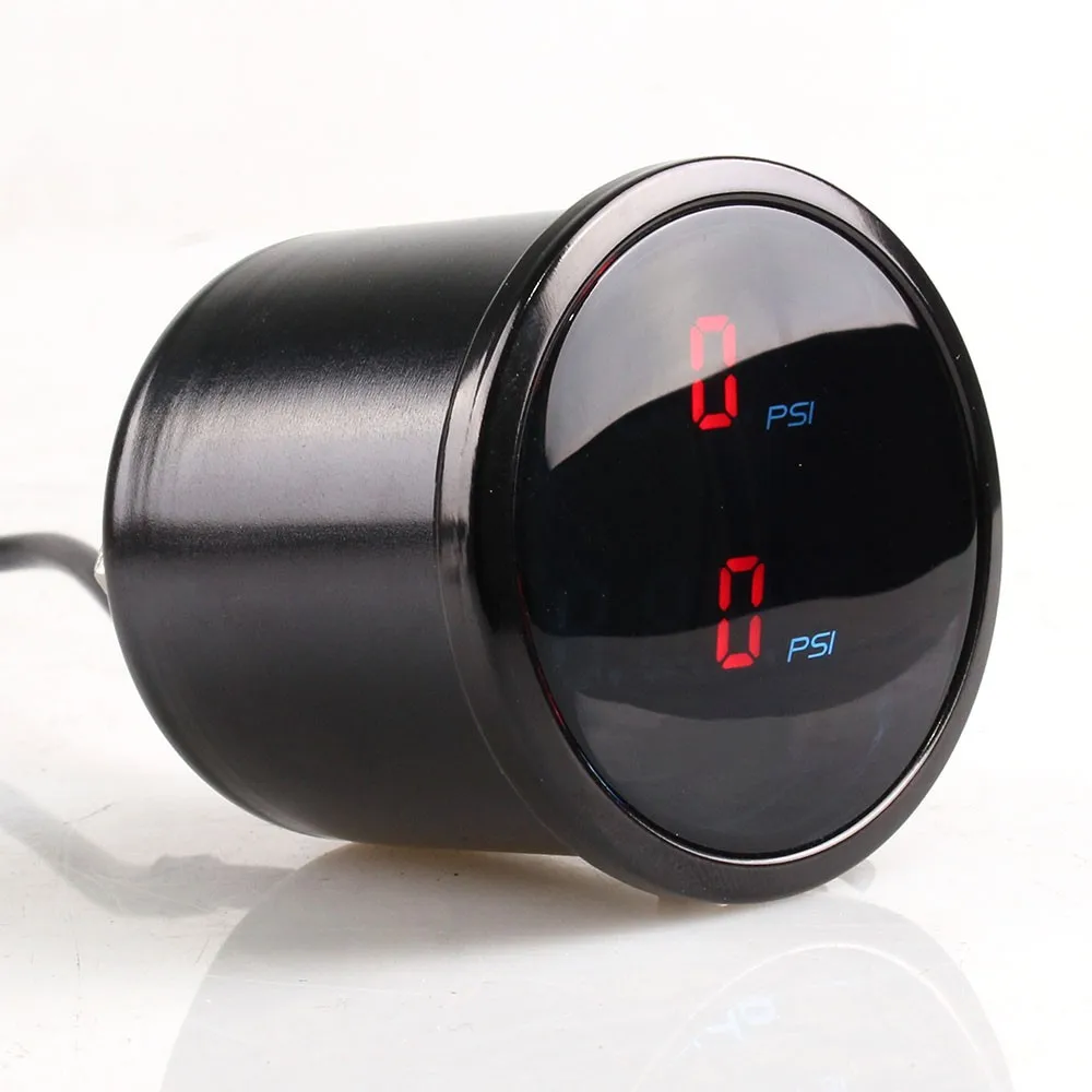 52mm Dual Air Pressure Gauge Red Led Air Suspension Air Ride Gauge With