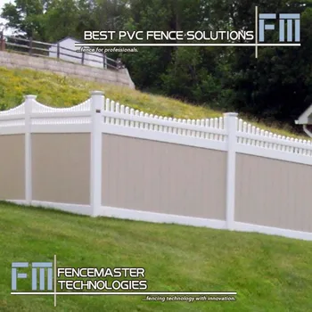 Beige Privacy Pvc Fence Panels And White Scalloped Picket Top Product On Beige Privacy Pvc Fence Panels And White Scalloped Picket Top Product On