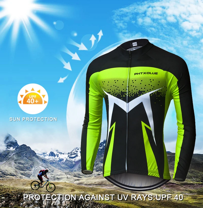 Phtxolue 2019 Breathable Long Sleeve Cycling Set Mountain Bike Clothing Autumn Bicycle Jerseys Clothes Maillot Ropa Ciclismo