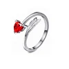 Valentine's day Red siam CZ heart stone love 925 sterling silver finger ring for woman