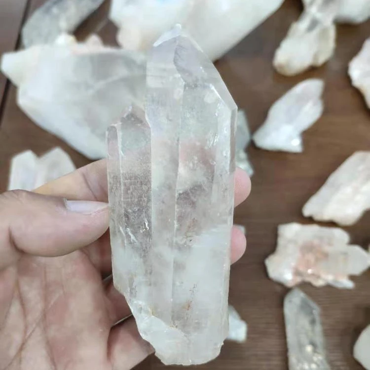 kfcrystal Natural Large clear rock quartz crystal 6sides healing point