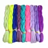 10pieces/batch 24" 60cm Folded 80grams solid color Lavender Neon Green Blue jumbo braid 100 synthetic braiding hair
