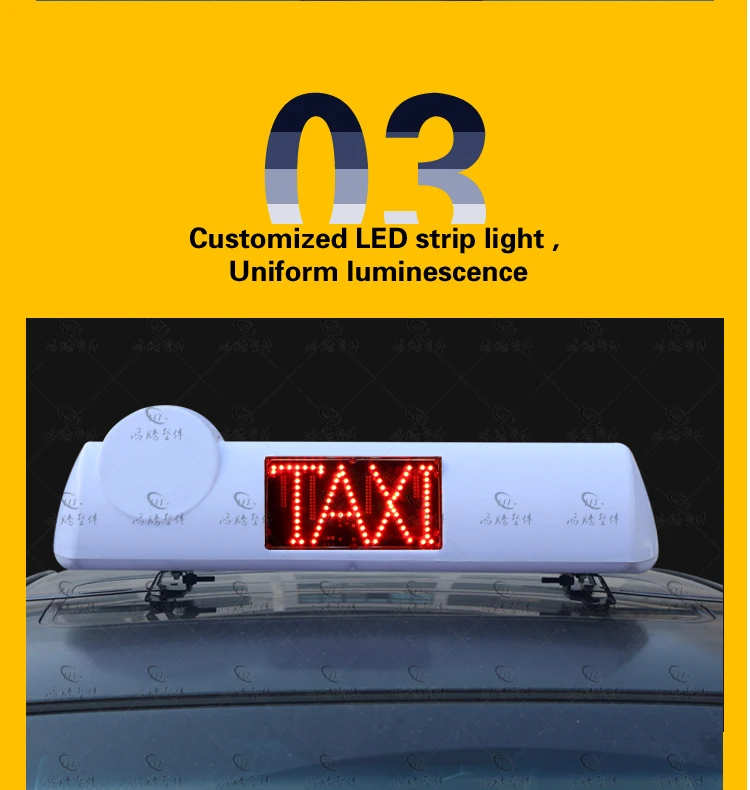 77cm PP plastic white blank taxi top sign with red green TAXI