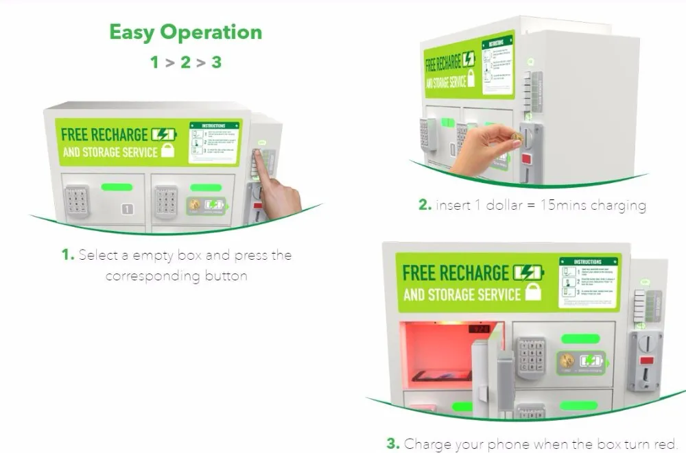 Coin Operated Cell Phone Charging Station Charging Locker Charging