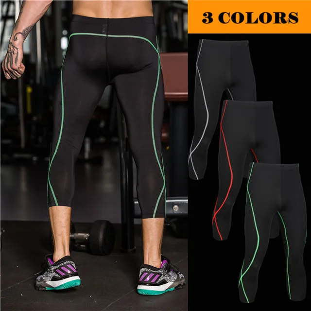 Fashion 3/4 Fitness Gym Bodybuilding Legging,Running Pants For Men ...
