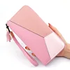 30% OFF Latest Design Splicing Women Mosaic Long Purse Wallet With Wrist Strap