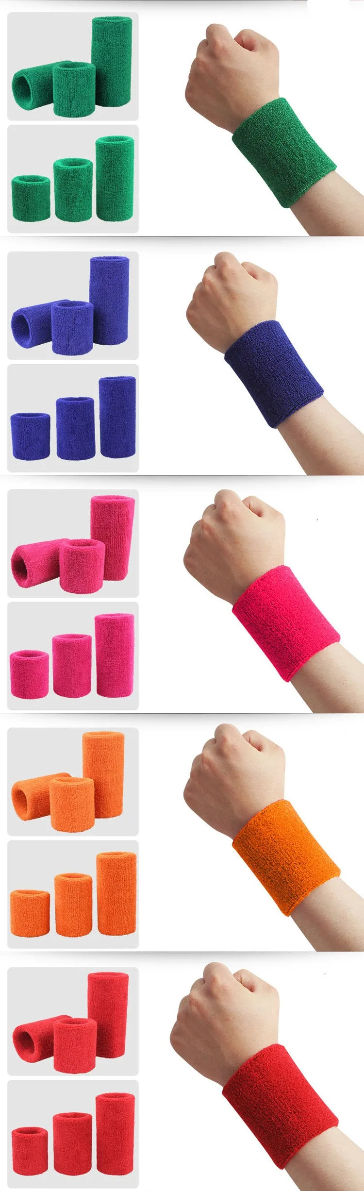 Custom Tennis Gym Wristbands Anti Sweatbands Terry Cloth Cotton Sweat