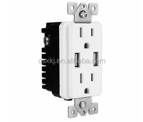 USA wall socket outlet 2.4A High Speed USB Charger Receptacle 15A Tamper Resistant Outlet & Wall Plates