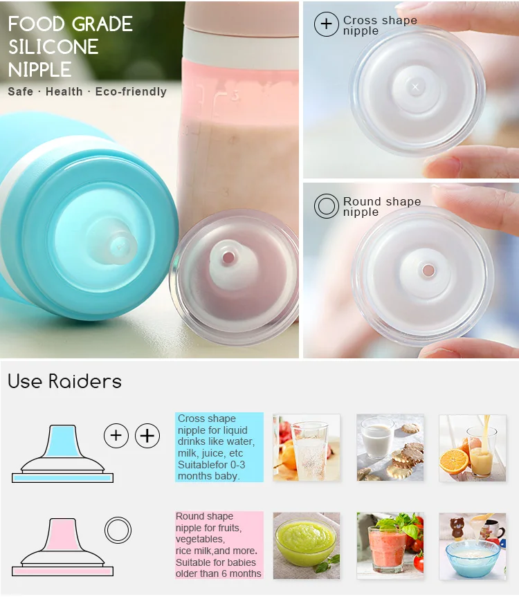 Eco Packaging Squeeze Baby Food Bottle Reusable Baby Food Spout