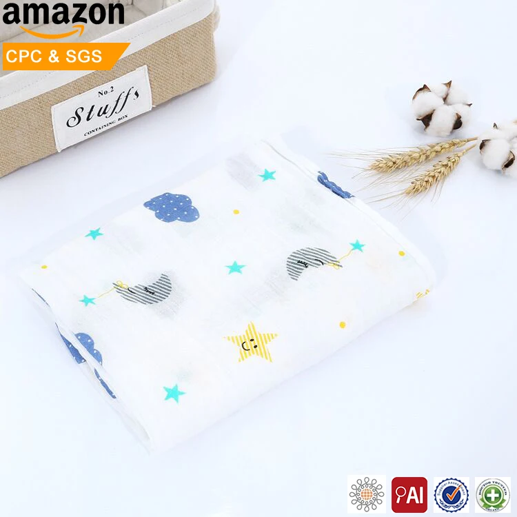Promotion Organic Cotton Baby Muslin Wraps Reusable Swaddle Blankets