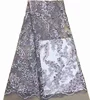 Beautifical embroidered lace fabric wedding net beaded lace fabric with sequins grey african lace fabric ML1N804