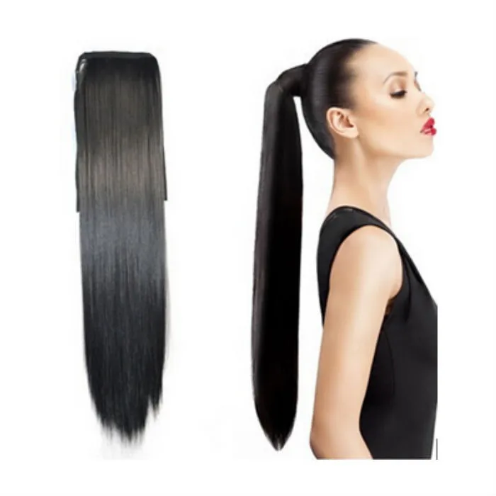 Black Color Drawstring Ponytails Straight Hair Buy Drawstring