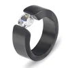 European and American men's titanium ring with diamond setting