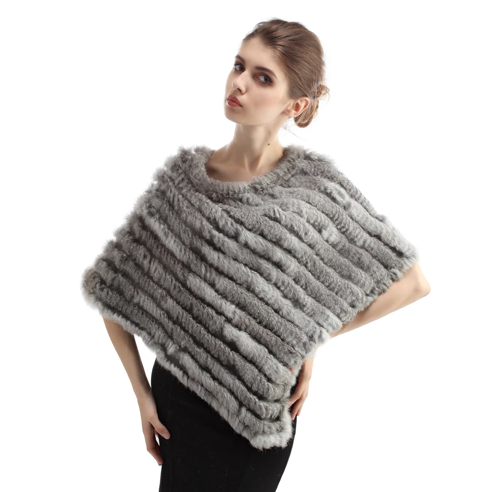 Modish Trendy Class A Quality 100 Real Rabbit Fur Shawl Women Triangle