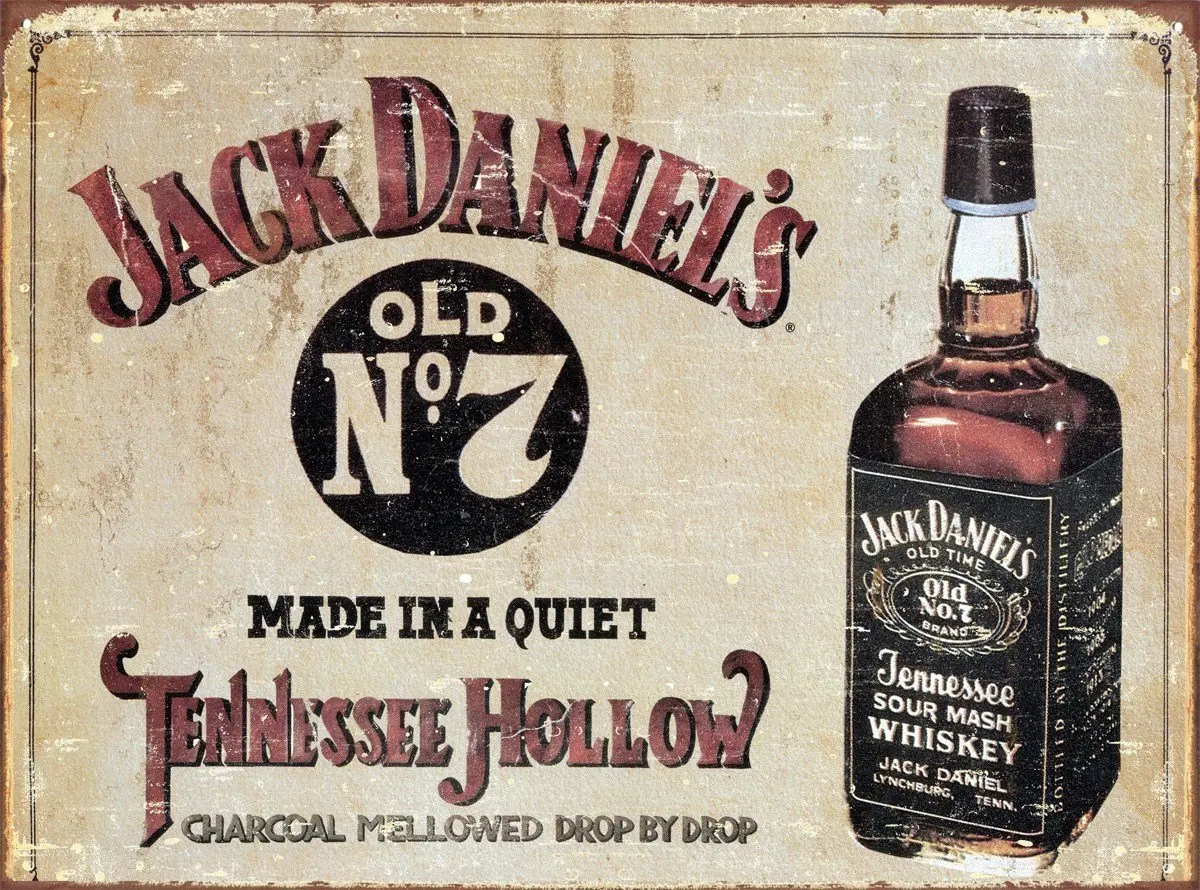 (13x16) Jack Daniel's Tennessee Hollow Whiskey Distressed Retro Vintage Tin Sign , 16x13